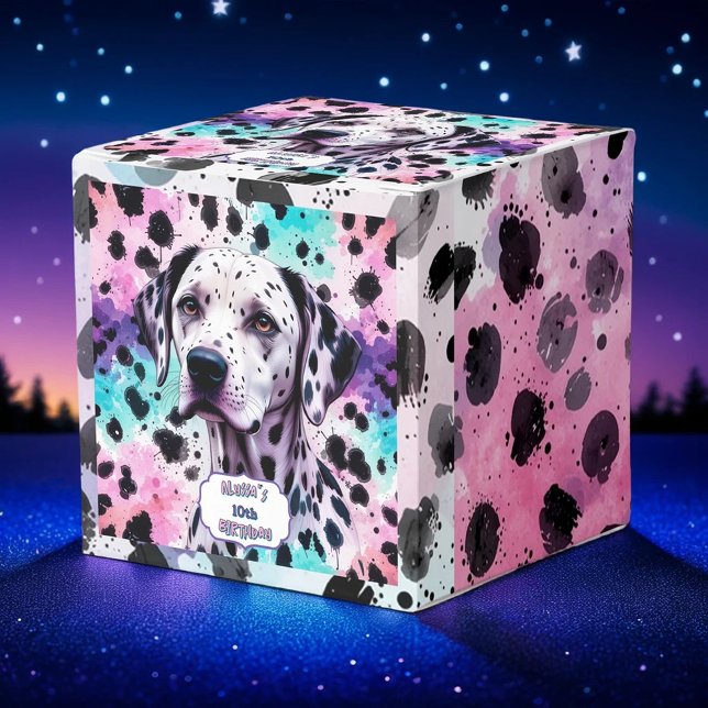 Caja Para Regalos Dalmatian Dog Pink Purple Turquoise Birthday (Subido por el creador)
