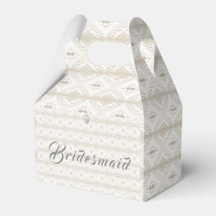 Caja Para Regalos Damas de Honor Falso-Encaje y Corazón