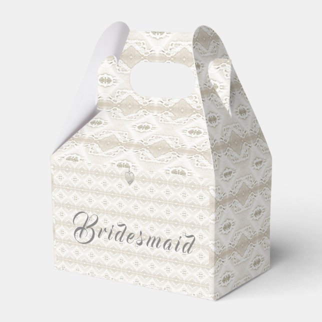 Caja Para Regalos Damas de Honor Falso-Encaje y Corazón (Front Side)