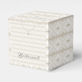 Caja Para Regalos Damas de Honor Faux-Encaje y Corazón Personalizabl