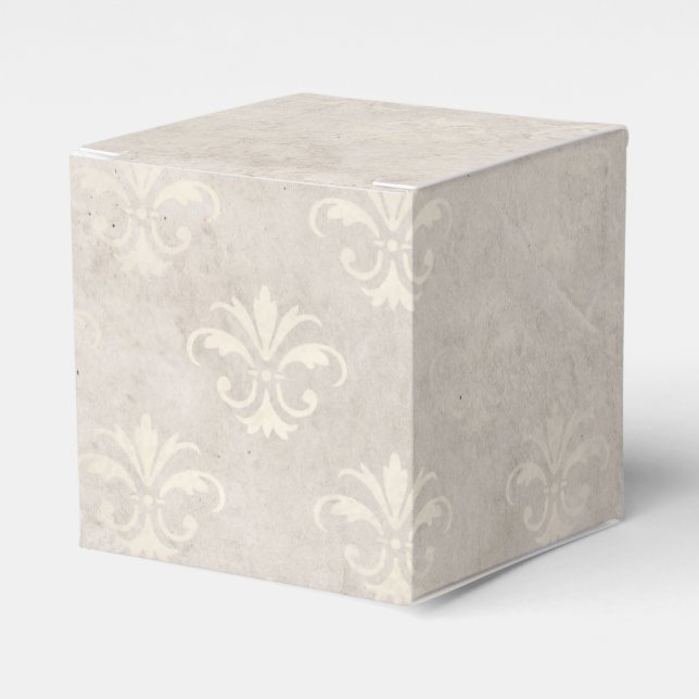 Caja Para Regalos Damascado Gris Marfil (Costado Anverso)