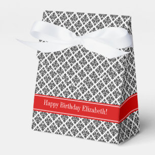 Caja Para Regalos Damasco blanco negro vintage #3 Monograma nombre r