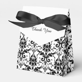 Caja Para Regalos Damasco blanco y negro elegante personalizado