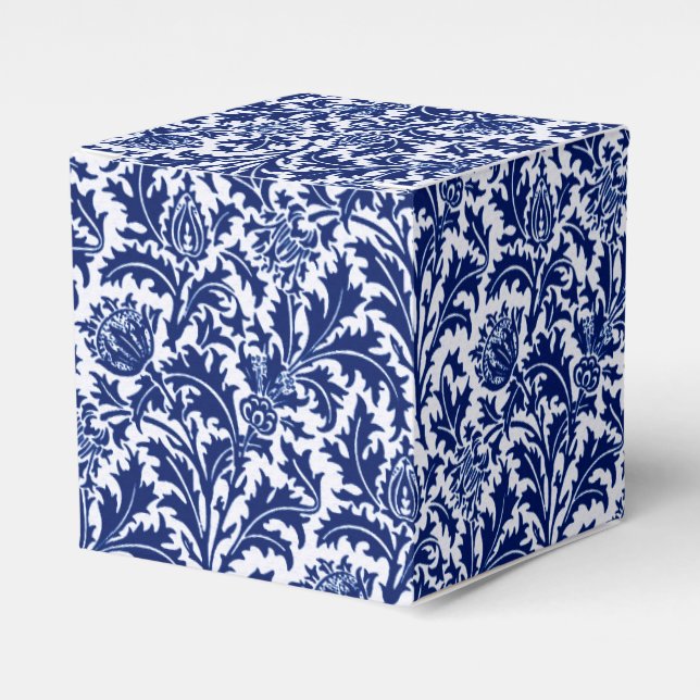 Caja Para Regalos Damasco de botellas de William Morris, azul cobalt (Costado Anverso)