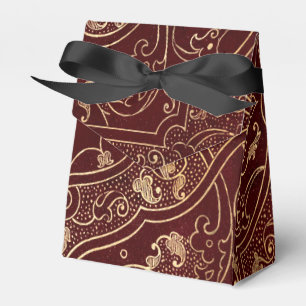 Caja Para Regalos Damasco de cosecha de borgoña y oro