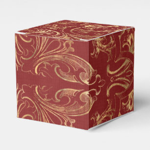 Caja Para Regalos Damasco de cosecha de borgoña y oro