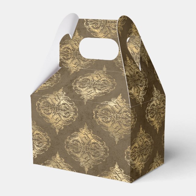 Caja Para Regalos Damasco de cosecha de cobre y oro (Front Side)