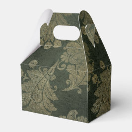 Caja Para Regalos Damasco de cosecha verde y dorada