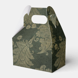 Caja Para Regalos Damasco de cosecha verde y dorada