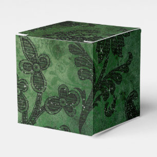 Caja Para Regalos Damasco de cosecha verde y negra