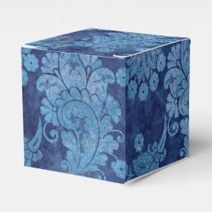 Caja Para Regalos Damasco de grunge azul vintage