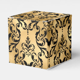 Caja Para Regalos Damasco de Halloween dorado y negro