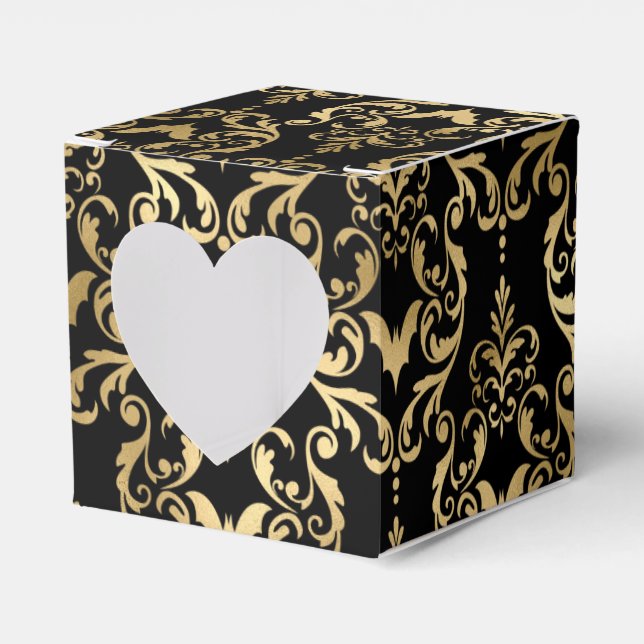Caja Para Regalos Damasco de Halloween negro y oro (Anverso)