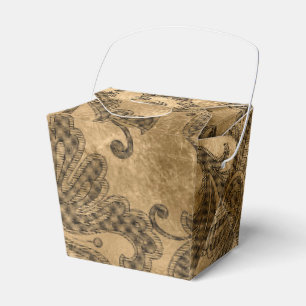 Caja Para Regalos Damasco de lámina falsa negro y dorado