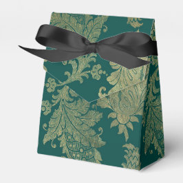 Caja Para Regalos Damasco dorado y verde azulado
