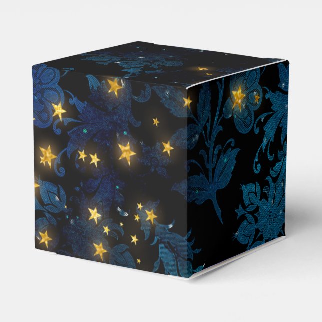 Caja Para Regalos Damasco floral de estrellas místicas (Reverso Costado)