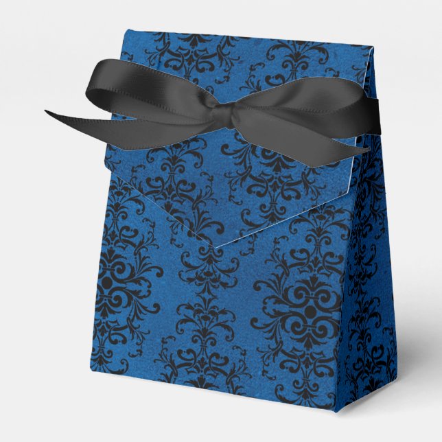 Caja Para Regalos Damasco gótico negro y azul (Front Side)