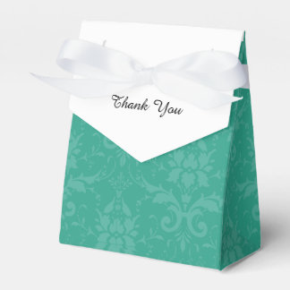 Caja Para Regalos Damasco Verde azulado y blanco personalizado elega