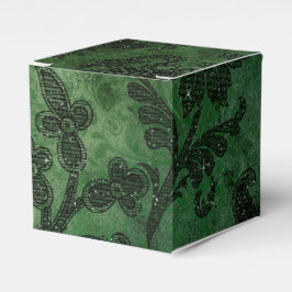 Caja Para Regalos Damasco Vintage Verde y Negro
