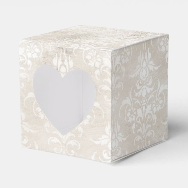 Caja Para Regalos Damask desgastado grunge de marfil (Anverso)