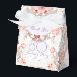 Caja Para Regalos Damask Floral 80th Birthday Gracias Favor Box<br><div class="desc">Hermoso patrón floral adamascado vintage sobre fondo pálido. Sofisticado y femenino 80 cumpleaños Gracias caja de favores con forma cuadrada blanca para texto y forma gris ovalada para agradecerle. Puede cambiar fácilmente el texto (fuente, color, tamaño y posición) haciendo clic en el botón personalizar. Equipamiento, etiqueta de equipaje y más......</div>
