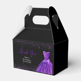 Caja Para Regalos Dark Purple Dress Faux Glitter Quinceanera