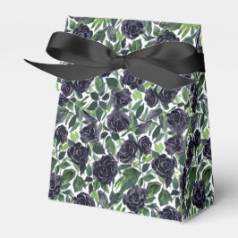 Caja Para Regalos Dark roses with green leaves watercolor print