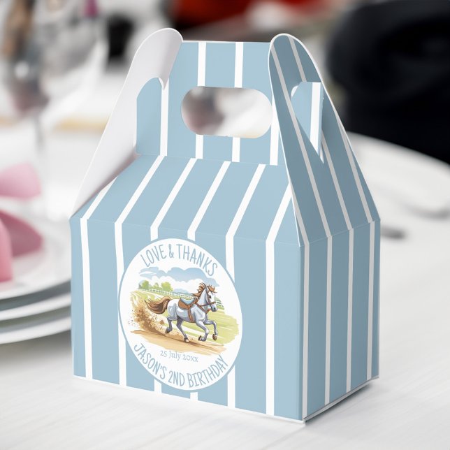Caja Para Regalos De dos carreras fiesta de derby ecuestre impreso (Off two the races horses equestrian derby party favors personalized printed favor box)