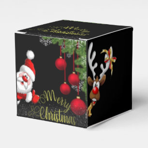 Caja Para Regalos de papá Noel con purpurina