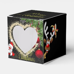 Caja Para Regalos de papá Noel con purpurina