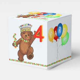 Caja Para Regalos De peluche del oso 4to cumpleaños personalizado d