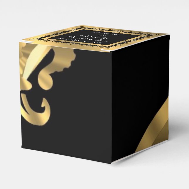 Caja Para Regalos De vuelta, boda de golden fleur de lys (Costado Anverso)