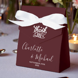 Caja Para Regalos Deep Burgundy Script Minimalist Wedding