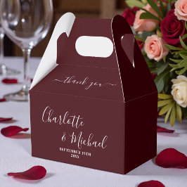 Caja Para Regalos Deep Burgundy Script Minimalist Wedding Thank You
