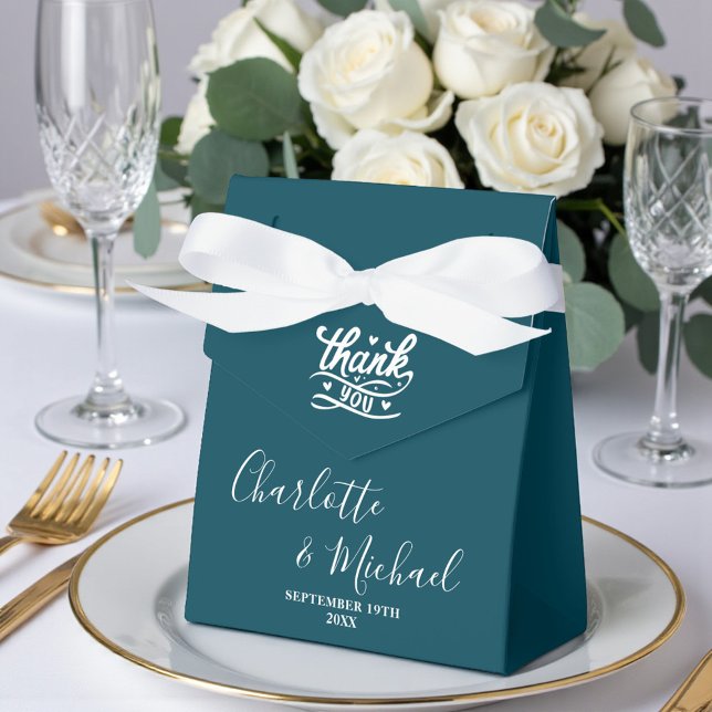 Caja Para Regalos Deep Teal Script Minimalist Wedding (Subido por el creador)