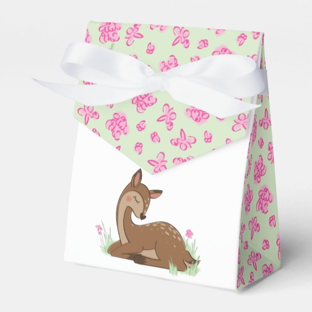 Caja Para Regalos Deer Baby Shower Woodland Fawn Pink (Front Side)