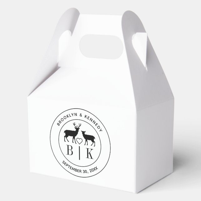 Caja Para Regalos Deer Monograma País Rústico Nombre de pareja matri (Anverso)