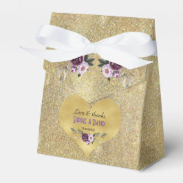 Caja Para Regalos Delicado Boda Purpurina de oro de las flores rosad