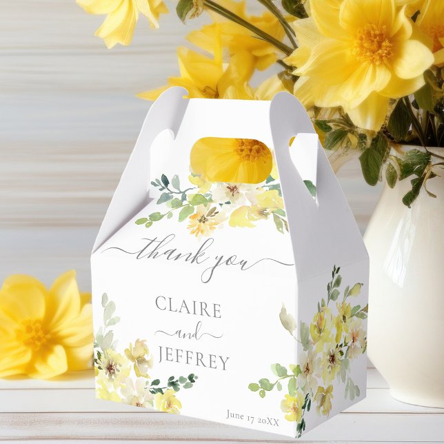 Caja Para Regalos Delicado Boda verde azulado floral amarillo (Subido por el creador)