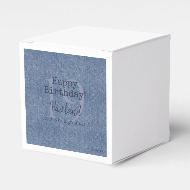 Caja Para Regalos Denim Look Personalizable Favor Box HAMbyWG (Costado Anverso)