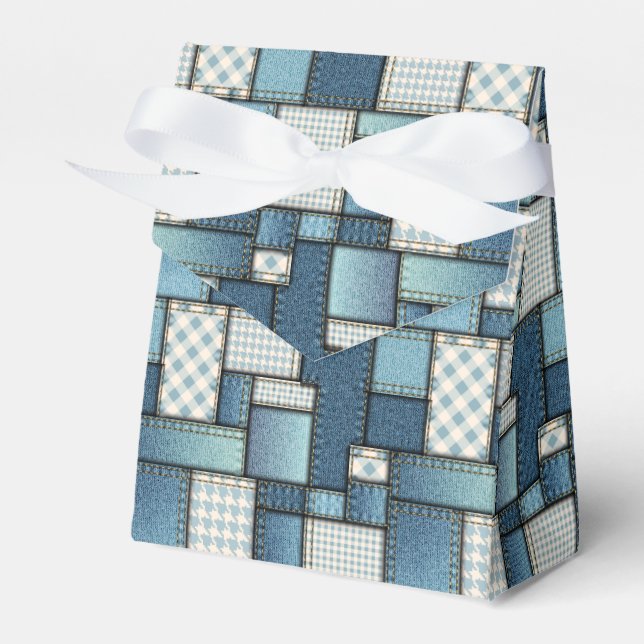 Caja Para Regalos Denim Quilt Tent Favor Box (Front Side)