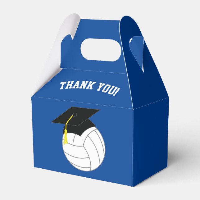Caja Para Regalos Deportes de graduación de voleibol azul (Front Side)