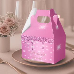 Caja Para Regalos Despedida de soltera elegante con brillo rosa cali