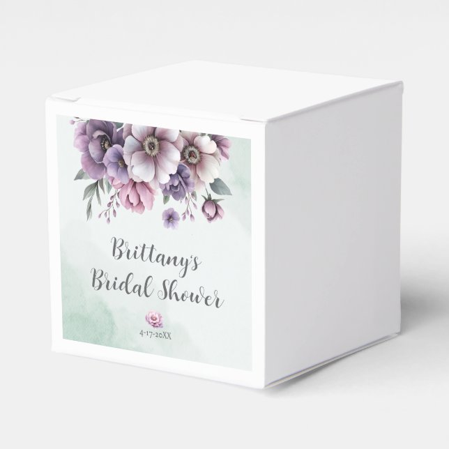 Caja Para Regalos Despedida de soltera lavanda y floral verde  (Costado Anverso)