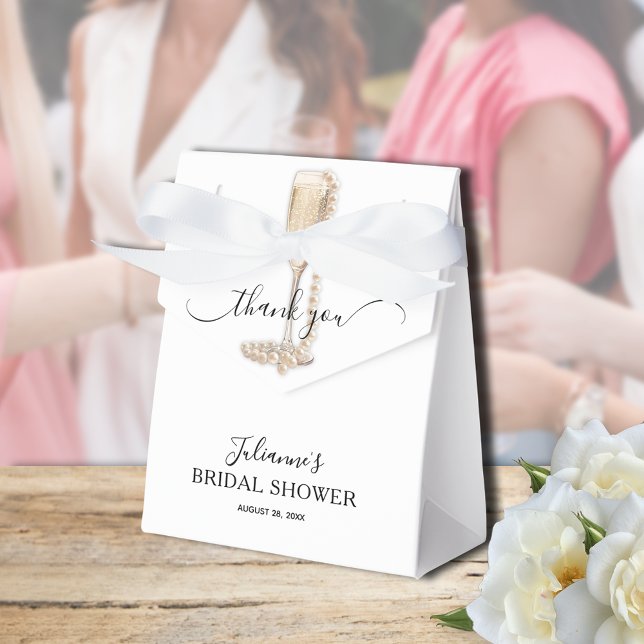 Caja Para Regalos Despedida de soltera Perlas y Prosecco Agradecimie (Pearls & Prosecco bridal shower Thank You tent-style favor boxes 3" x 1.5" x 3.25" or 4" x 2" x 5")