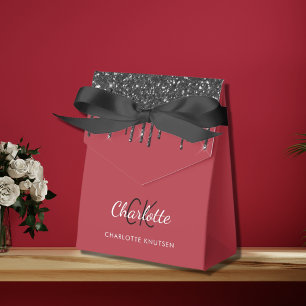 Caja Para Regalos Destellos rojos negros gotean monogramados