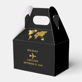 Caja Para Regalos Destination Wedding World Passport Black Gold