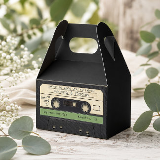 Caja Para Regalos Detalle de boda de cinta de casete retro verde sal