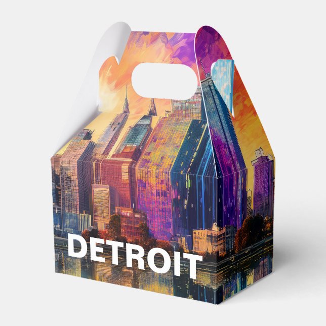 Caja Para Regalos Detroit Skyline Resumen de arte (Front Side)