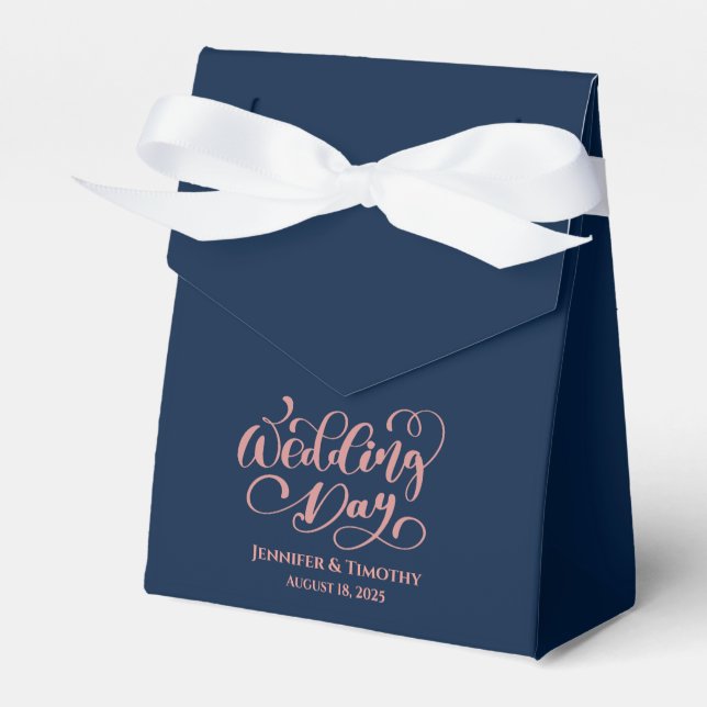 Caja Para Regalos Día de la boda personalizada Elegante Marina Azul (Front Side)
